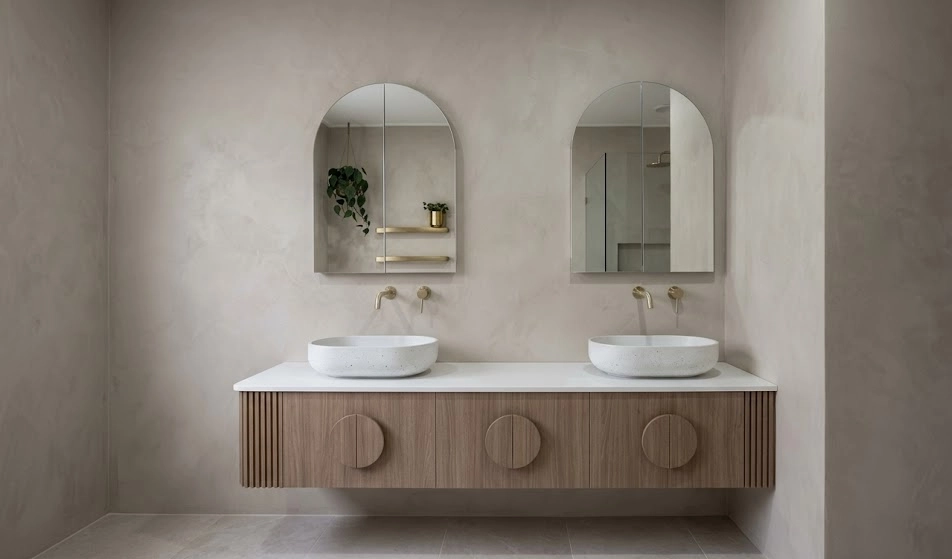 arched-mirror-microcement-vanity-new-farm-brisbane